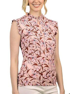 Pink beige floral kastel denmark tank top size large